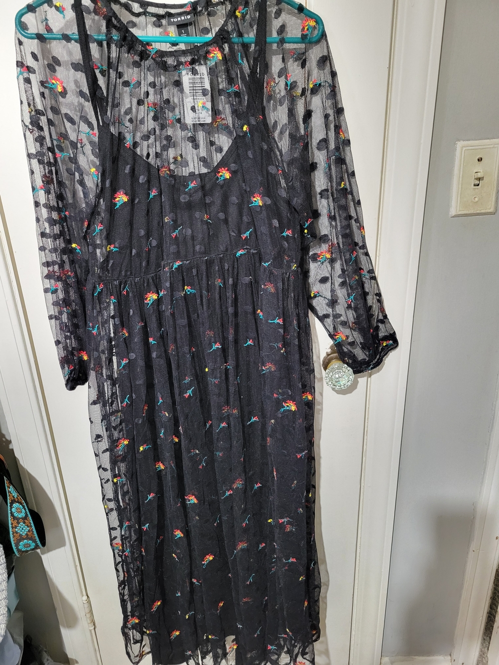 Torrid Black Sheer Floral Embroidered Dress